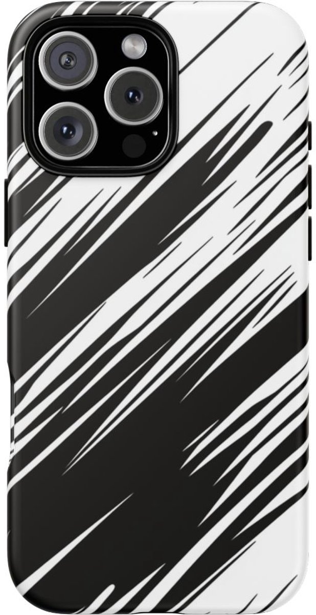 Zwart-Wit Snelheidslijnenpatroon – Telefoonhoesje Geschikt voor iPhone 16 Pro Max