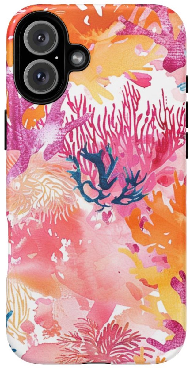 Aquarel Koraalrifpatroon – Telefoonhoesje Geschikt voor iPhone 16 Plus