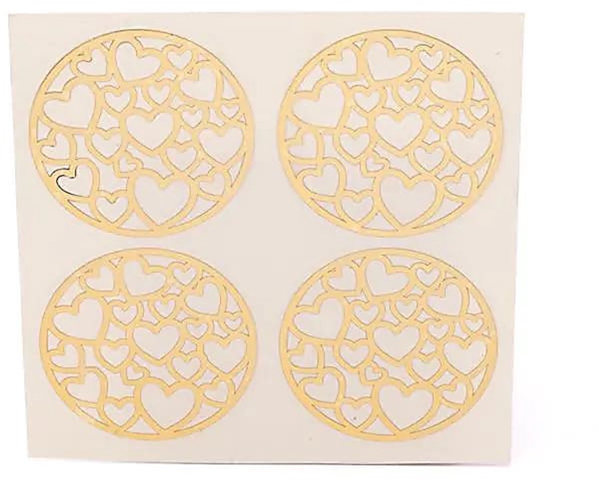 Phoenix Import Mani Bhadra Metalen sticker Hartjes goud 4x goudkleurig