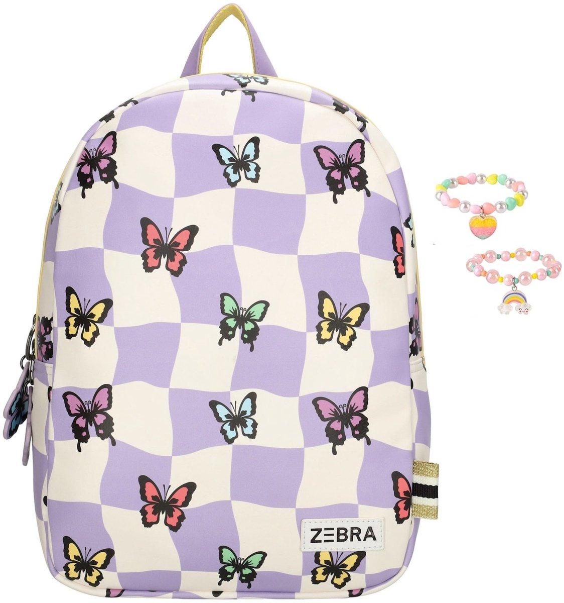 Zebra Rugzak Vlinders - kinderrugzak, rugtas, kinderrugtas, schooltas + armbandje