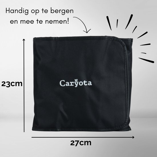 Een opgevouwen zwarte draagtas voor kleigereedschap, met de afmetingen 23x27cm.