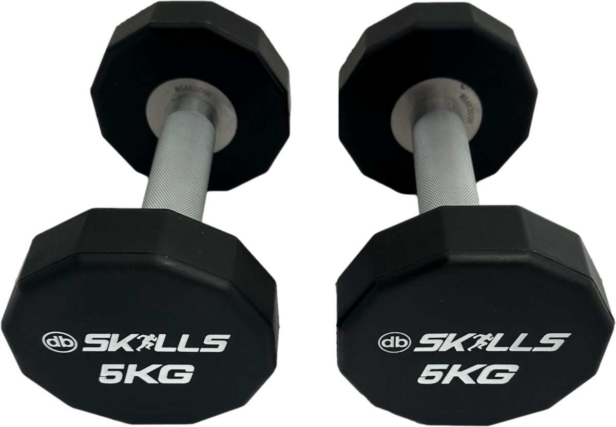 Dumbbellset van 5 kg weekend superdeal nu € 44,95 db SKILLS CPU dumbbell Set – 2×5 kg – Professionele Halters voor Fitness & KrachttrainingDumbbell set van 5