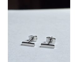 foto van Staafje - T-bar - bar - Oorbel knopjes - Ear Studs RVS Kleur Goud - Stainless Steel Oorbellen Studs - Rivers-sieraden - Roestvrij staal - Uniek ear studs-design - Minimalistisch staafje - Goud - Zilver - Perfect - Stijlvol - Tijdloze basic oorbellen