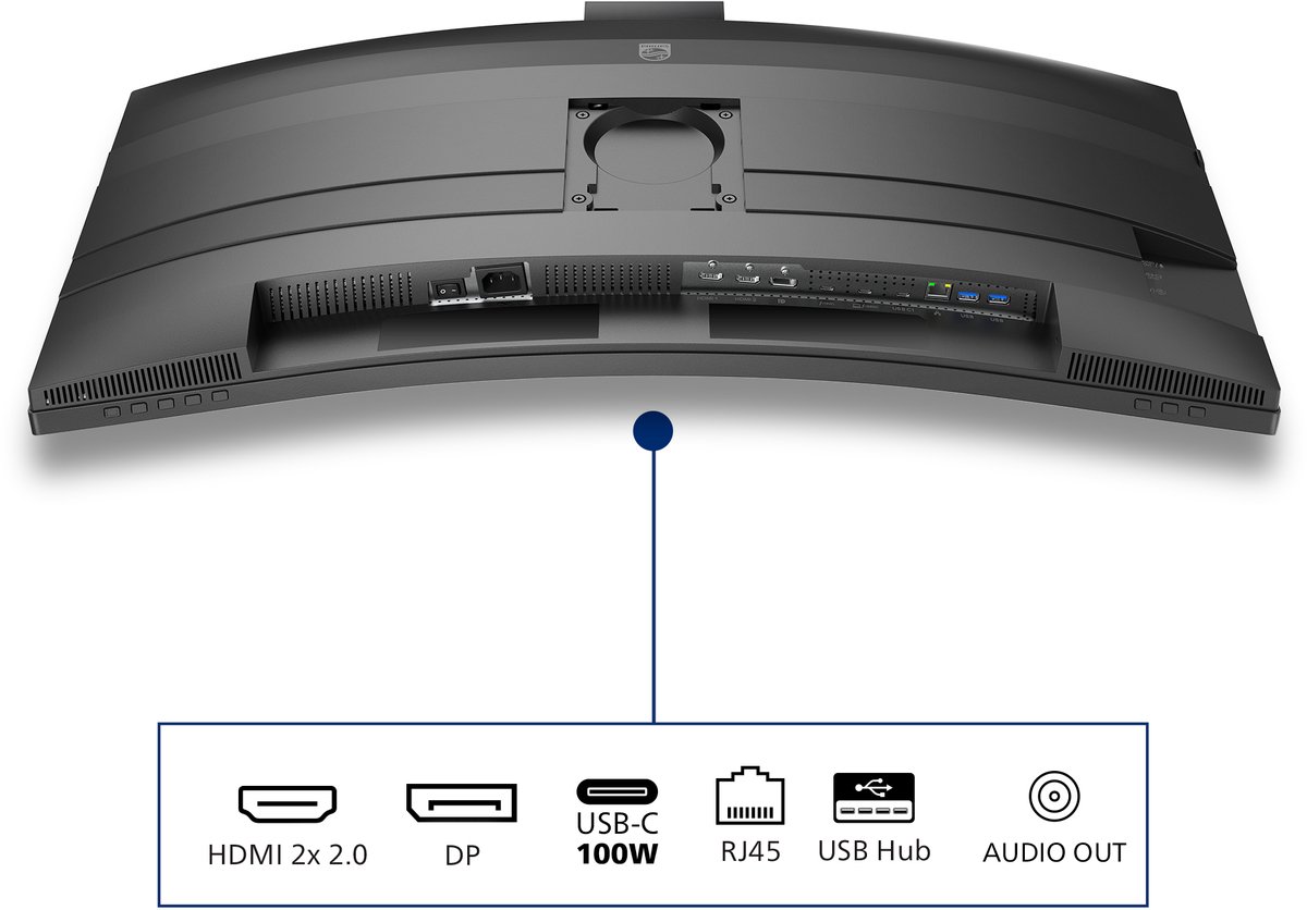 Philips 34 inch Curved Ultrawide Monitor 3440x1440 Thunderbolt 4 USB-C 100W Webcam Smart KVM HDR400 - Afbeelding 5