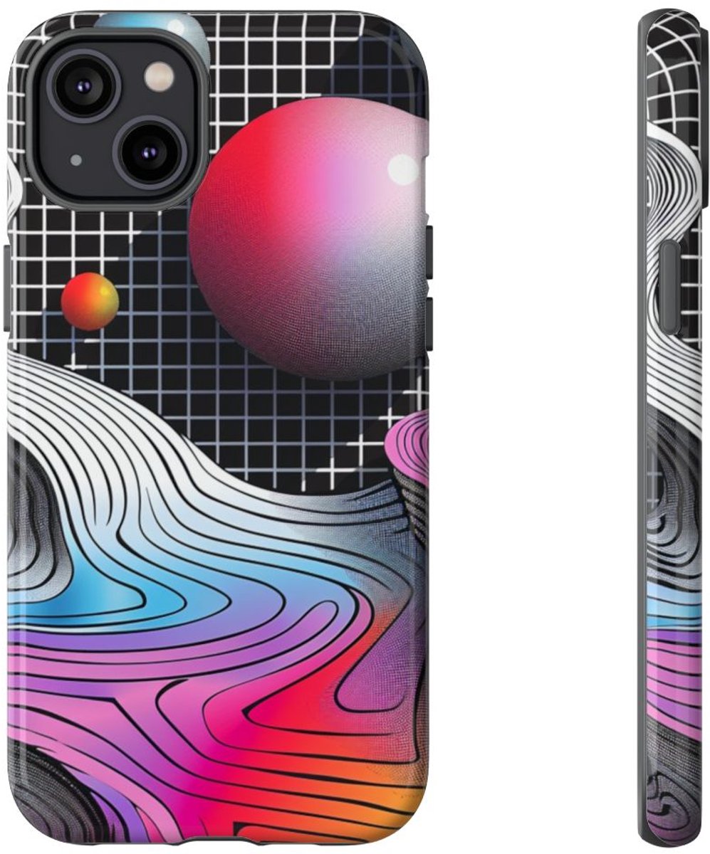 Kleurrijk Abstract Geometrisch Landschap – Telefoonhoesje Geschikt voor iPhone 14 Plus