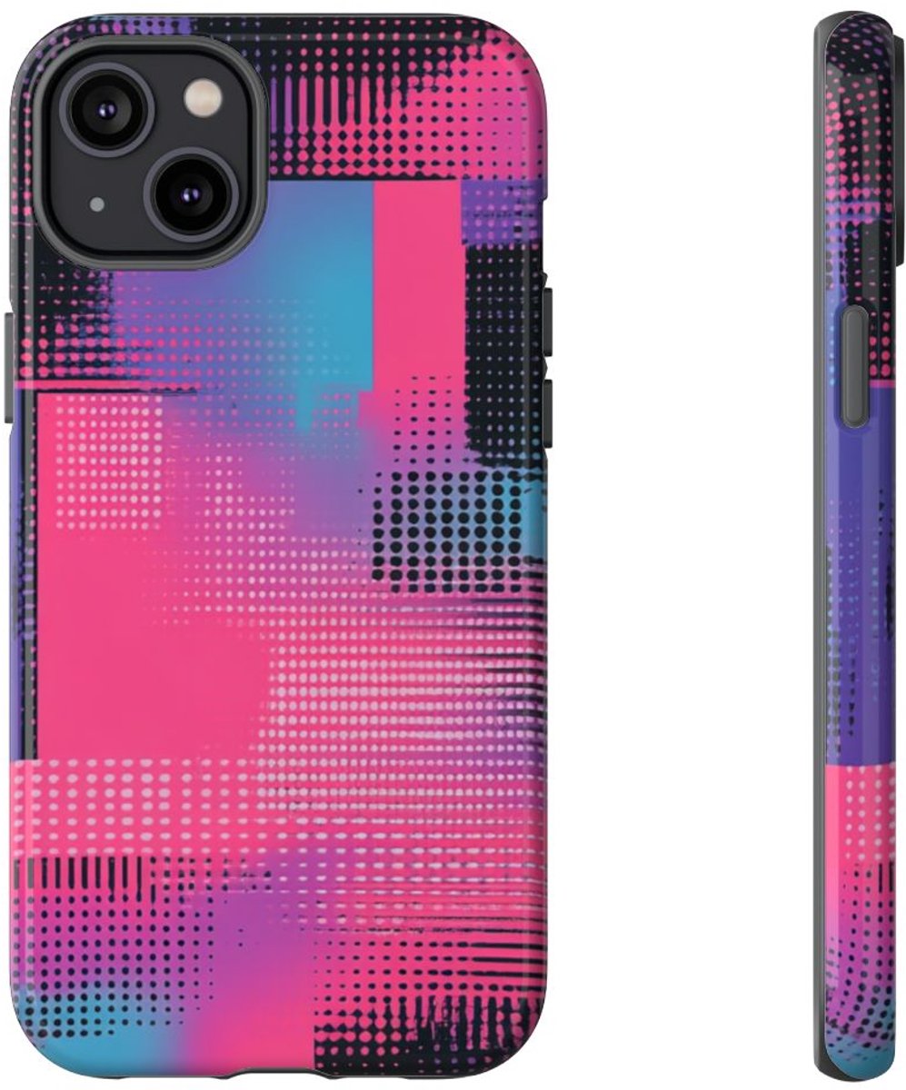 Vrolijk Abstract Geometrisch Patroon – Telefoonhoesje Geschikt voor iPhone 14 Plus