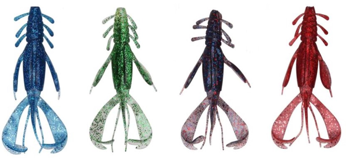 PikeAttack-Creature bait-Set 4 stuks-Roofvissen-Carolinarig-texasrig-Creaturebait-Softbait-Crawfish