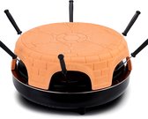Swiss Pro - Pizzarette - 6 persoons - Inc pizza snijder - Handgemaakte terracotta koepel - 6 Geïsoleerde bak spatels - RVS bakplaat - Cool touch