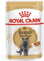 Royal Canin verpakking voor British Shorthair kattenvoer met een grijze Britse Korthaar kat.