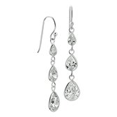 Glams oorhangers zirkonia franse haak - Zilver