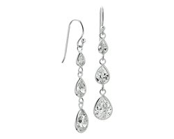 Glams oorhangers zirkonia franse haak - Zilver