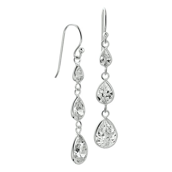 GLAMS - Boucles d'oreille Zircone Crochet français - Argent