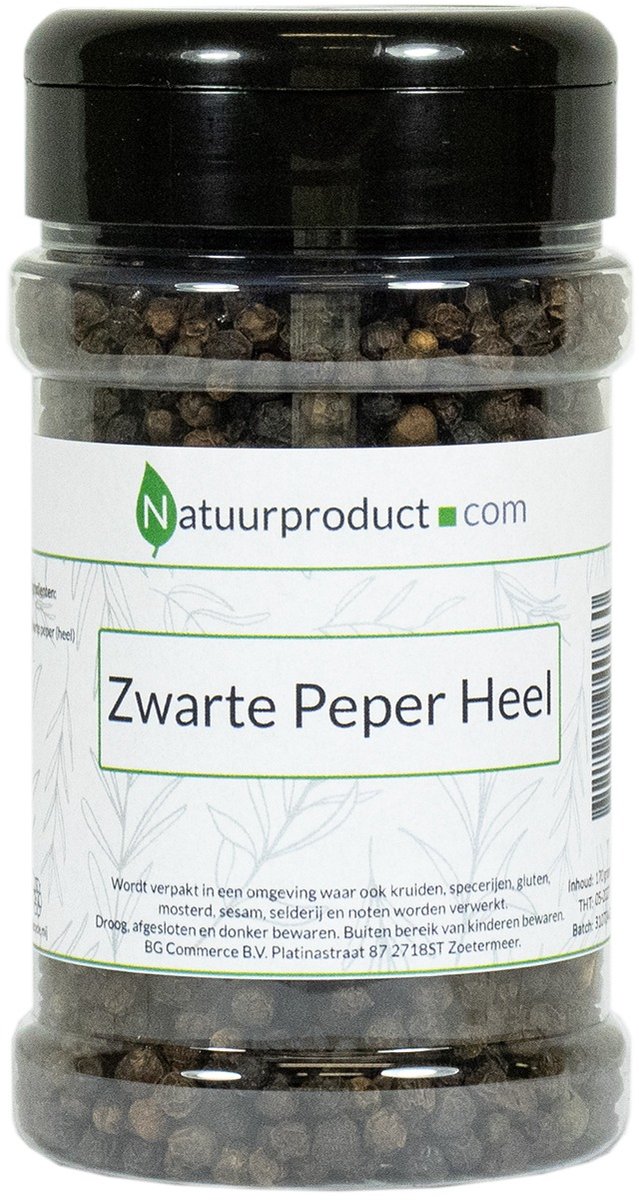 Natuurproduct - Zwarte Peper Heel - Premium Kwaliteit - Grote Strooibus