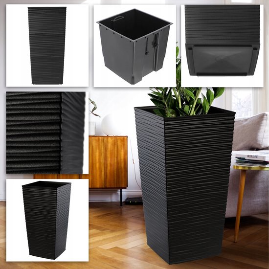 KADAX Bloempot, bloembak van kunststof, plantenbak voor bloemen, binnen en buiten, tuin, balkon, terras, huis, weerbestendig, imitatie rotan (75,5 cm KADAX Bloempot, bloembak van kunststof, plantenbak voor bloemen, binnen en buiten, tuin, balkon, terras, huis, weerbestendig, imitatie rotan (75,5 cm