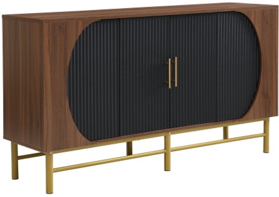 Merax Vintage Industriële TV-Meubel - Opbergkast En Dressoir - 120 Cm Met 2 Schuifdeuren Verstelbare Planken En Open Vakken Voor Woonkamer Eetkamer Of Gang Bruin Mdf Geschikt Voor Tv S Tot 59 Inch
