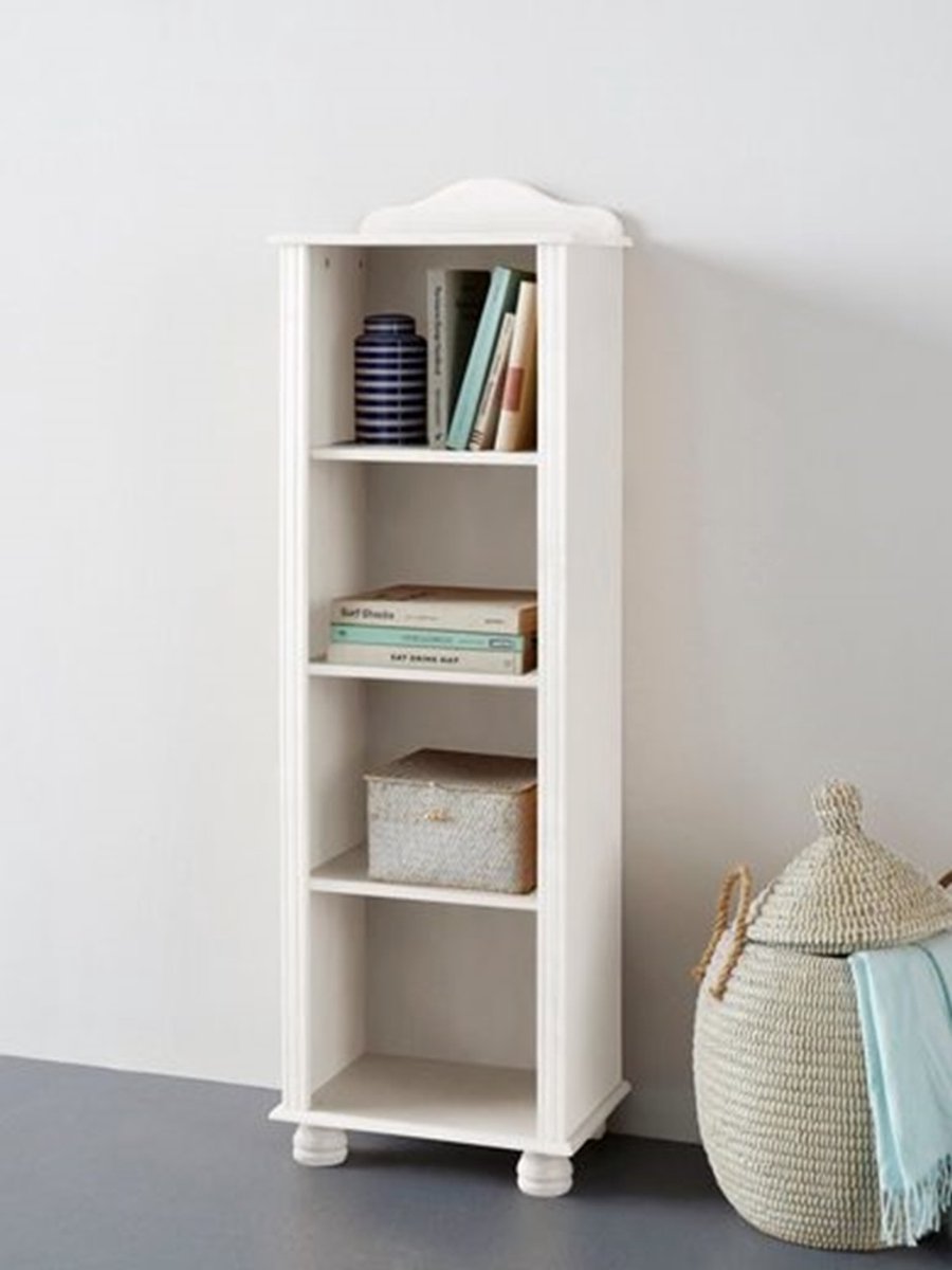 Notio Living Mette Boekenkast met 4 Open Vakken - Massief Grenenhout - 45 x 30 x 140 cm Wit