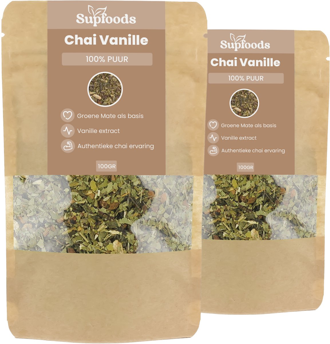 Chai Vanille - 100% Puur - 200gr - Perfect als Losse Kruidenthee of Chai Latte - Chai Mix met Groene Mate, Ceylon Kaneel, Kardemom en Vanille Extract