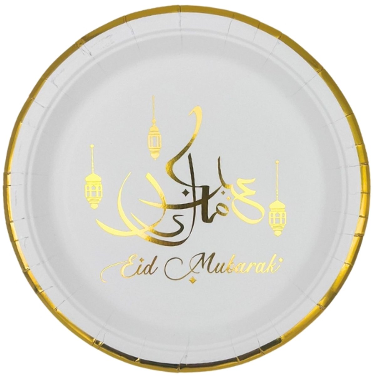 Borden Eid Mubarak - Wit & Goud - 23cm - 8 stuks