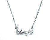 Ketting Meisje- Meisjes Ketting Zilver 925- Ketting Liefde Love- Ketting Diamant Strass- Kind- LiLaLove