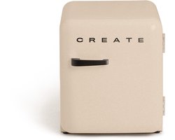 CREATE - Koelkast in retrostijl - Zand - Handvat Zwart - FRIDGE RETRO 48L