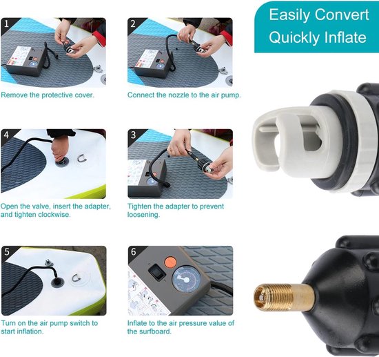2-delige kajakadapterset, SUP-adapterventiel, opblaaspompconverter voor kano's, stand-up paddleboards van Sopipy — afbeelding 3