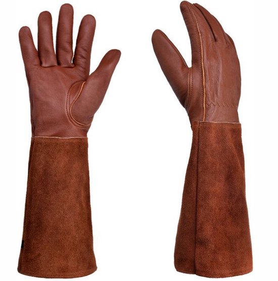 SAWANS Lederen tuinhandschoenen dames en heren doornbestendige tuinhandschoenen voor dames en heren ideale tuingeschenken duurzame werkhandschoenen van geitenleer (Roze, S