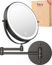 Miroir de maquillage Fraay® avec Siècle des Lumières LED - Grossissement x10 - Miroir grossissant avec lumière - Rechargeable - Miroir de rasage - Miroir de salle de bain - Zwart