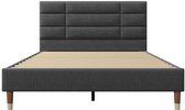 Gestoffeerd bed, tweepersoonsbed met lattenbodem, 140x200cm gestoffeerd bedframe met hoofdeinde, in donkergrijs linnen, voor volwassenen en tieners (matras niet inbegrepen)