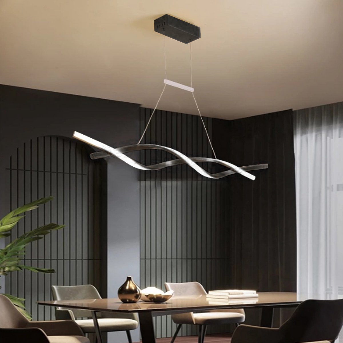 Led-hanglamp/hanglamp eettafel eetkamer woonkamer hangende lampen dimbaar met afstandsbediening LED hanglamp moderne plafond decoratie hanglamp kantoor keuken slaapkamer hanglamp wit L 100 cm