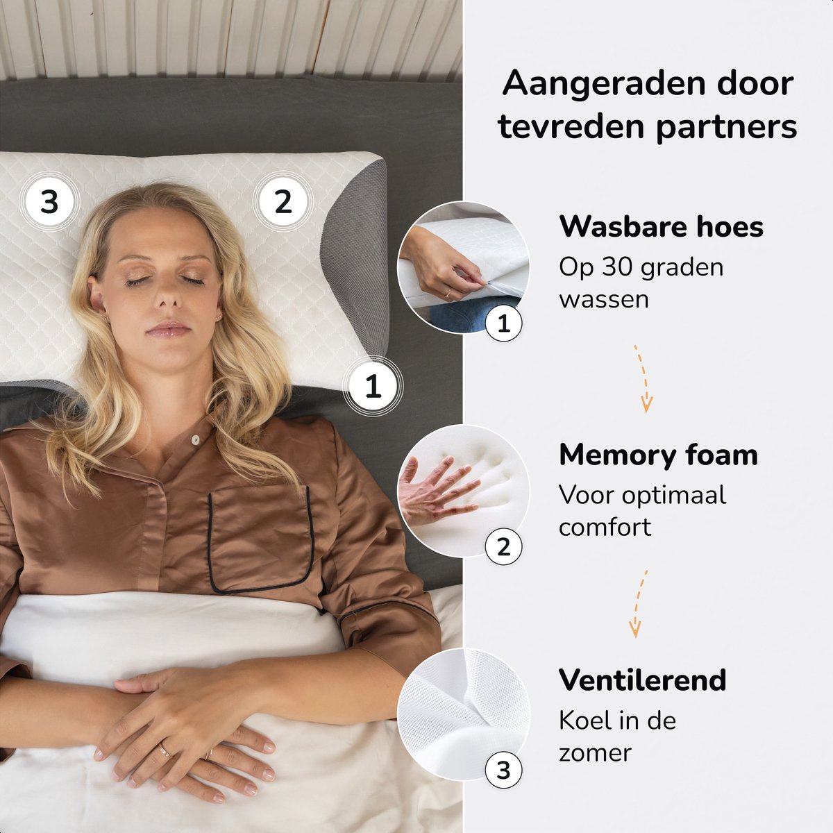Ergonomisch verstelbaar nekkussen voor zij- en rugslaap - orthopedisch