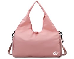 DV- Roze - Sporttas - Anti-regen – Waterafstotend – Ruim ontwerp – Lichtgewicht – Yogamat-vak – DV merk –– Voor yoga & fitness – Stijlvol – Duurzaam – Handige indeling – Sportief & elegant – (logo zijkant)