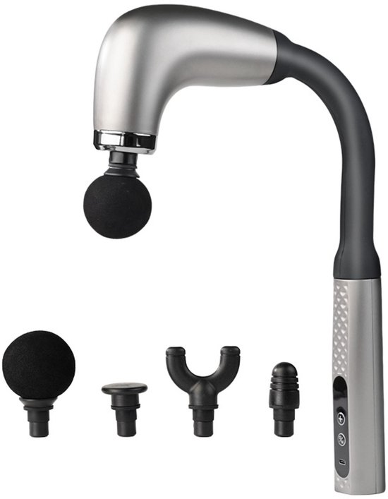CHIWIN Massagepistool Zilver 4 Opzetstukken 9 Standen - CHIWIN - €34,99