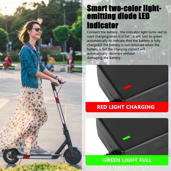 Elektrische fietslader - Elektrische scooterlader - Elektrische fietslader met 6 batterijladerconnectoren - Universele lader 36V/42V 2A - Batterijlader - voor hoverboard, drift trike, elektrische scooter, hoverboard, balance car - Max. 84W van Merkloos — afbeelding 4
