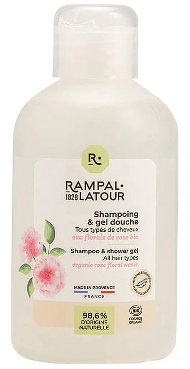 Gecertificeerd biologisch Douchegel en shampoo Damascusroos - gevoelige haar en huid - 250ml - Cosmos Organic