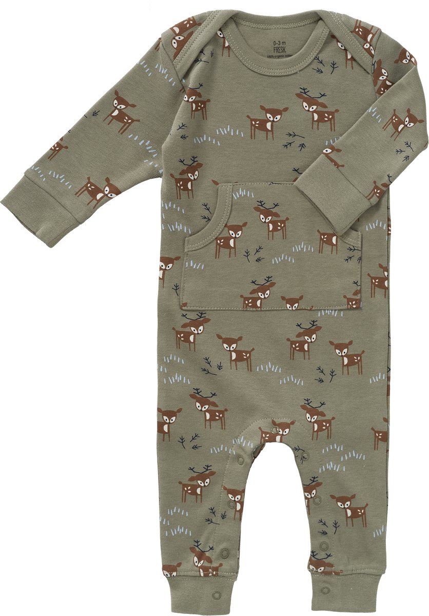 Fresk Pyjama voor Baby's newborn - Boxpakje Jongens - Babypakje - Biologisch Katoen Groen - Deer Olive