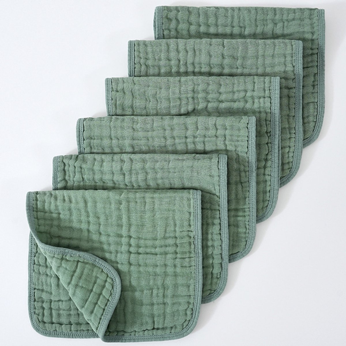 Muslin boerendoeken 20" x 10", verpakking van 6 - Groot, 6-laags, ultra-absorberend, katoen voor babykwijl en rommel - Zachte, veilige en zachte babyboerendoeken voor jongens en meisjes - groente