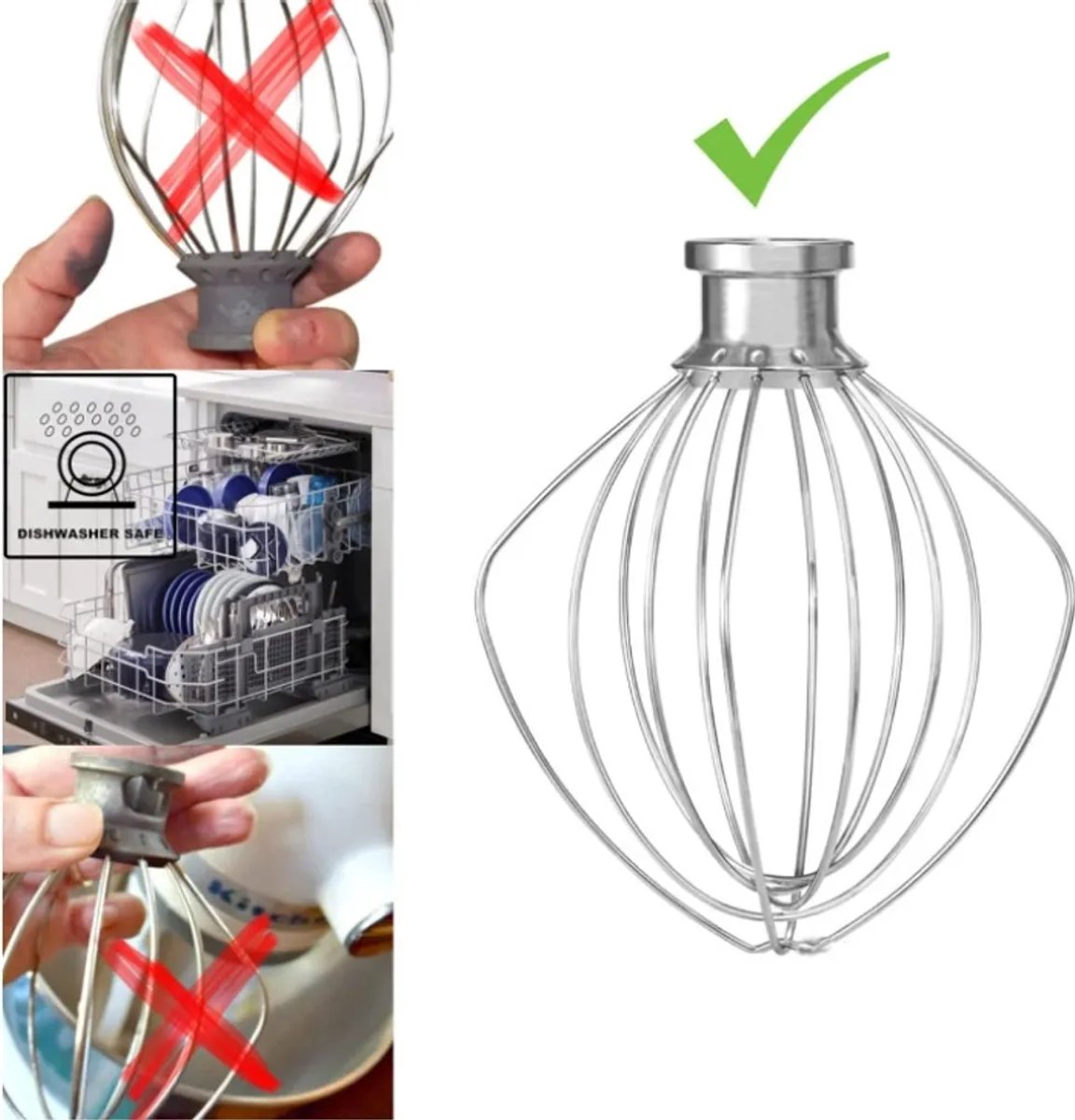 Voor Kitchenaid Garde voor Keukenmachines 5K452WW, Volledig Gemaakt van roestvrij staal, vaatwasmachinebestendig thumbnail 3