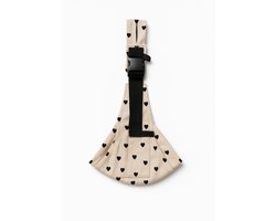 Peuter draagzak - Kinder draagzak – Beige Hartjes - voor Baby's en Peuters tot 15kg - Katoen -Schouder en Heupdrager - Opvouwbaar en Comfortabel - Baby- en Peuter Artikelen