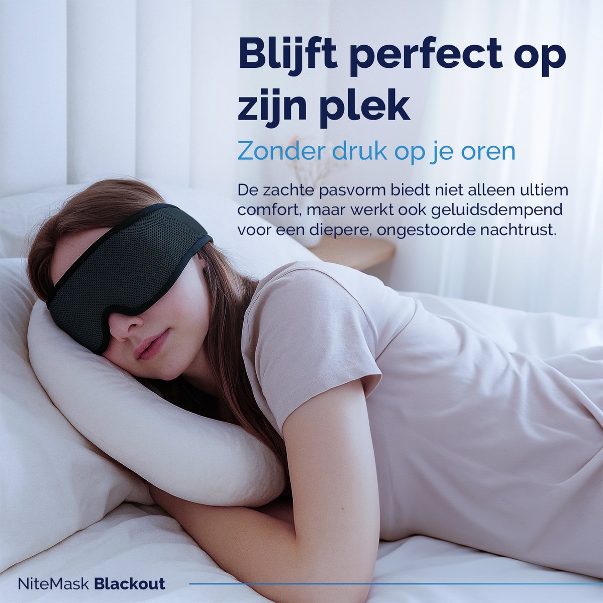 NiteMask Blackout - Ultiem Verduisterend Slaapmasker - Comfortabel & Zacht - Verstelbare oogpads — afbeelding 7