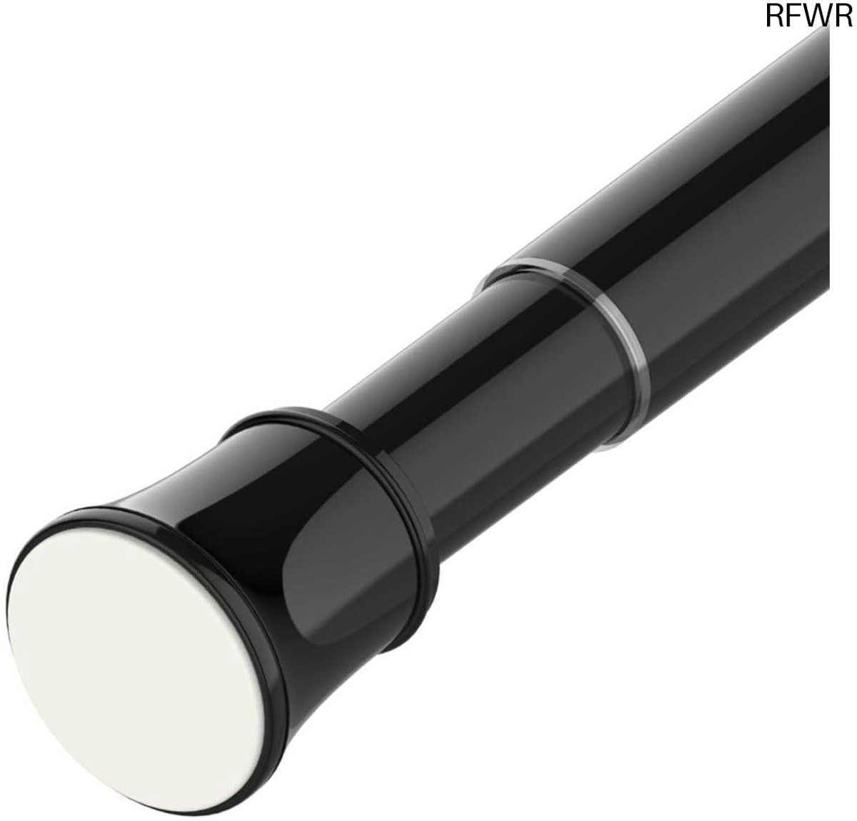 RFWR® Verlengbare telescopische gordijnroede zonder boren - Verstelbare spanningsstang voor ramen, kast, slaapkamer en deuropeningen (73-145 cm, zwart)