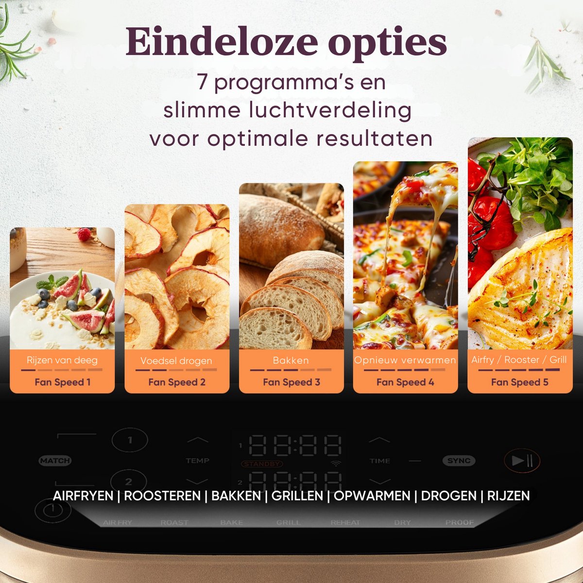 Cosori TurboTower Pro – Dubbele Airfryer XXL – 10.8L – Keramische Coating – 2 Manden Apart Instelbaar – 7 Programma’s — afbeelding 7