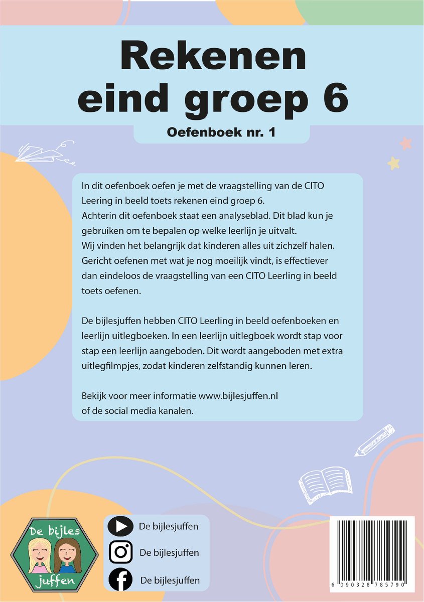 Rekenen eind groep 6, oefenboek nr. 1 met illustraties en uitleg.
