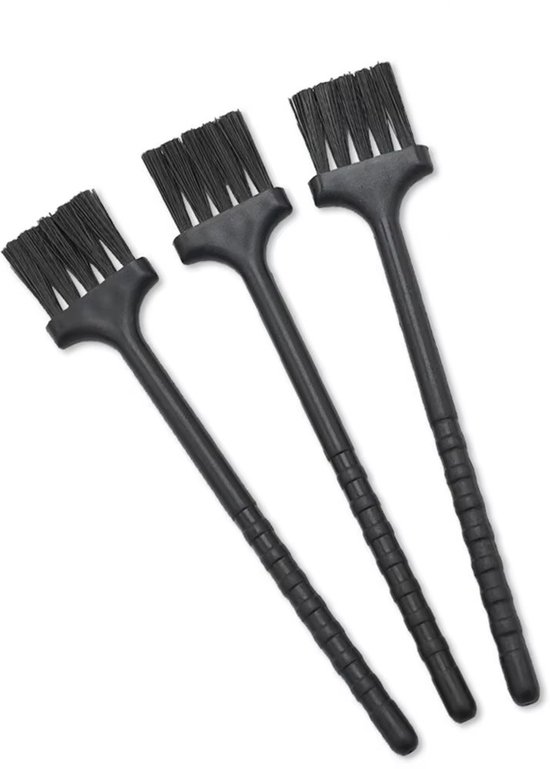 3-delige Reinigings borstelset – 13x2,5 cm – Compact -Krachtig - Lichtgewicht - Zwart