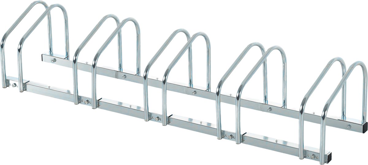 HOMCOM-Q235 Stahl-Silber-145L x 33B x 27H cm-Fahrradhalter