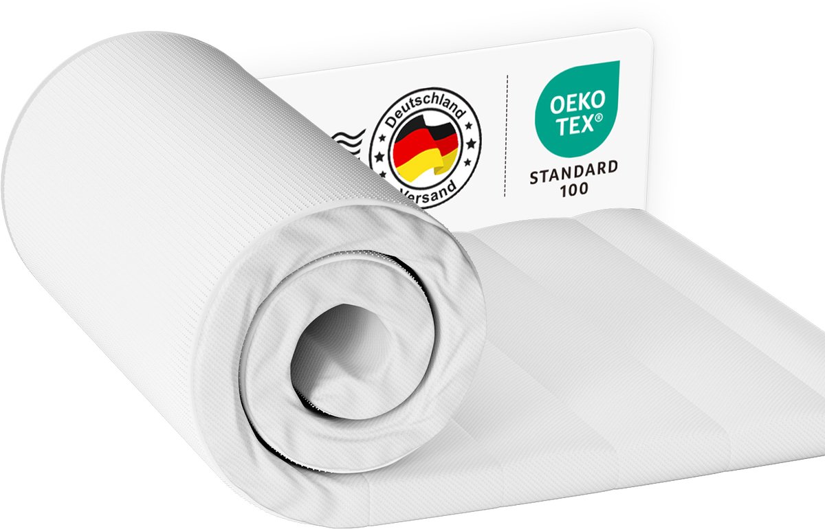 Elekiatech Topper 90x200 - Topmatrassen - Topdekmatras - 7-Zone Memory Foam Topper Matras - Dubbele Schuimlaag & Antislip - Ademend & Antiallergisch - Medium Hard - Medium Hardheid - 6 cm Dik