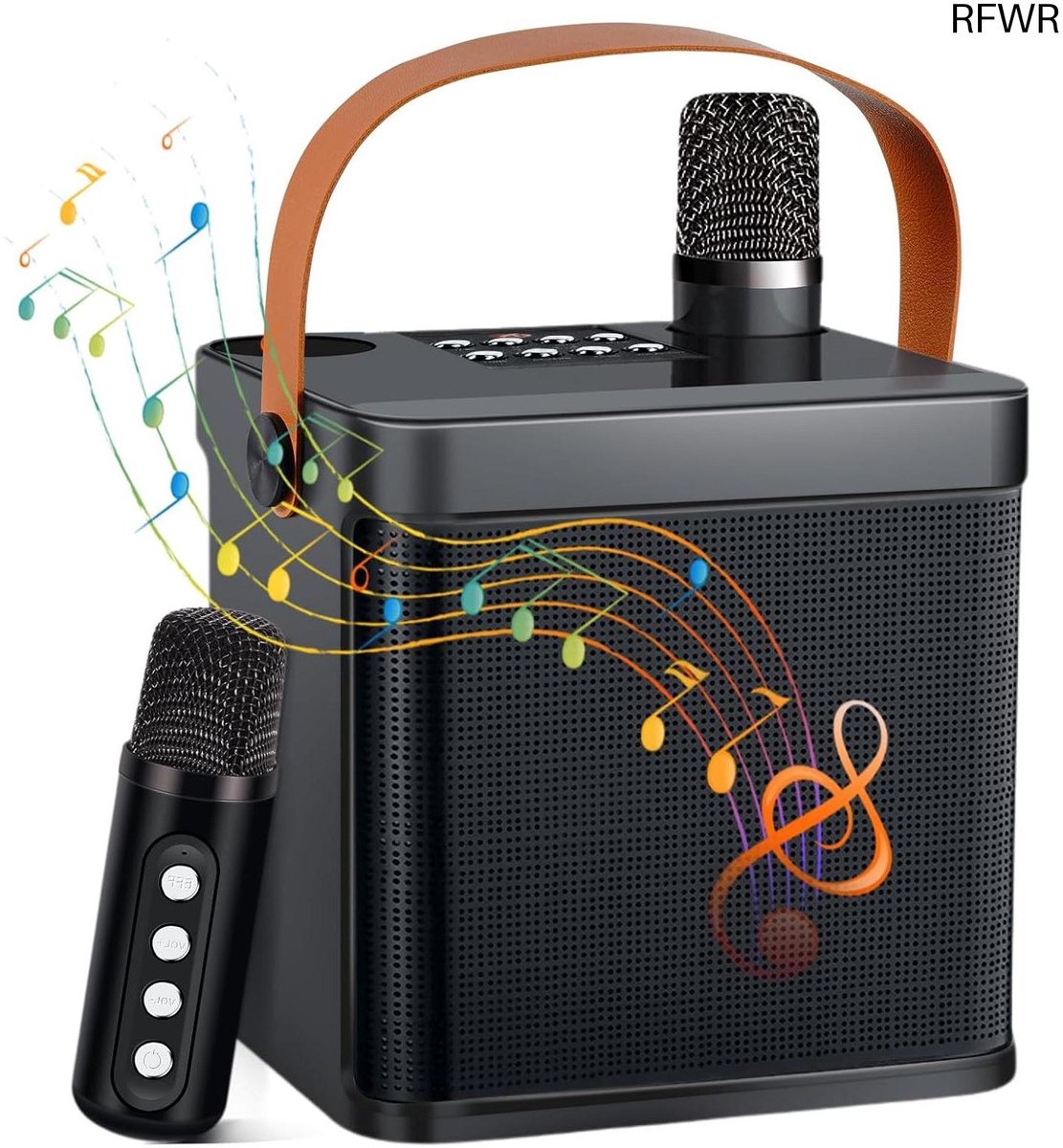 RFWR® Draadloze Karaoke Machine met 2 Microfoons en Bluetooth Luidspreker