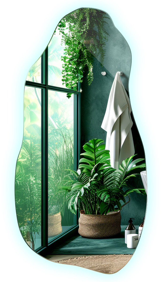 Tulup LED Spiegel - Asymmetrische Spiegel Met Verlichting - 40 cm x 80 cm - Organische Spiegel Met Led Verlichting - Badkamerspiegel - Koel Wit 6500K - Spiegel Organisch Met Licht - Design Wandspiegel