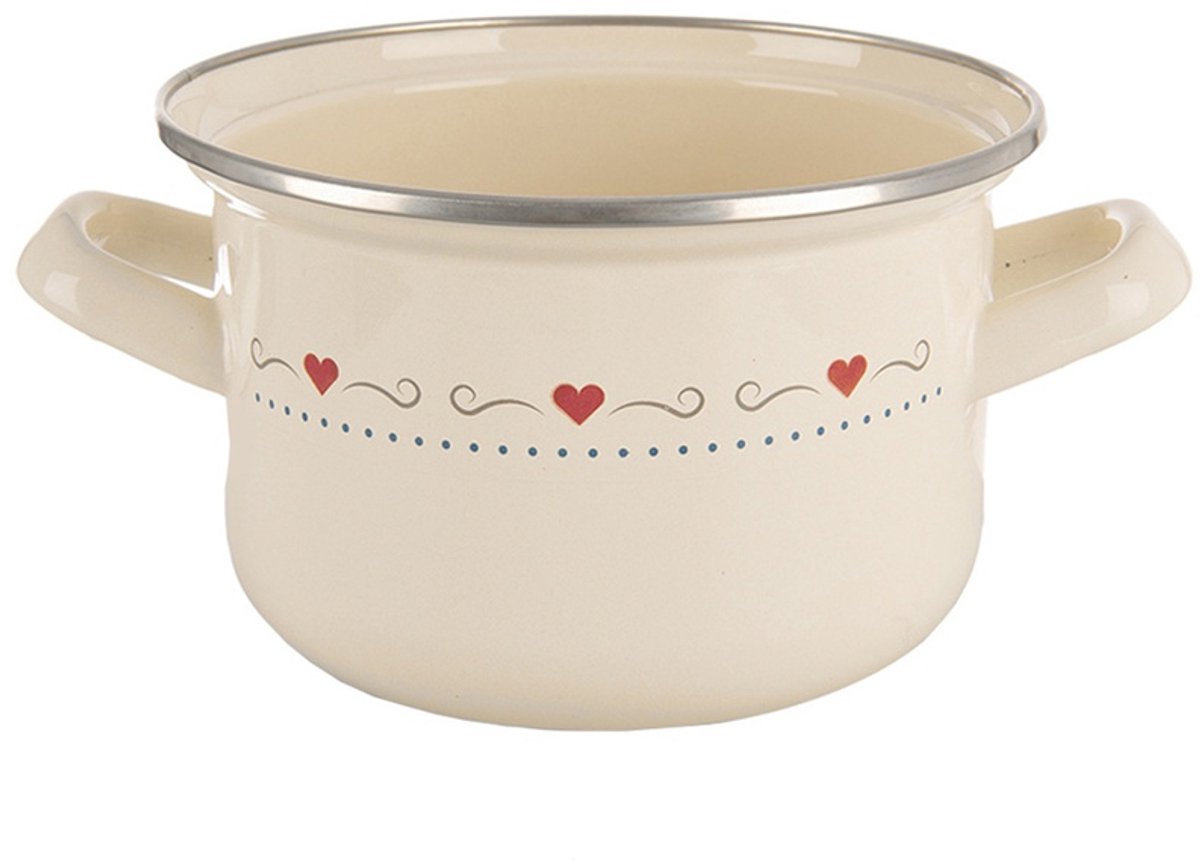 Kookpan Geëmailleerde Crème TONCA 16 cm, 1,4 l - Kookpot - Soeppan