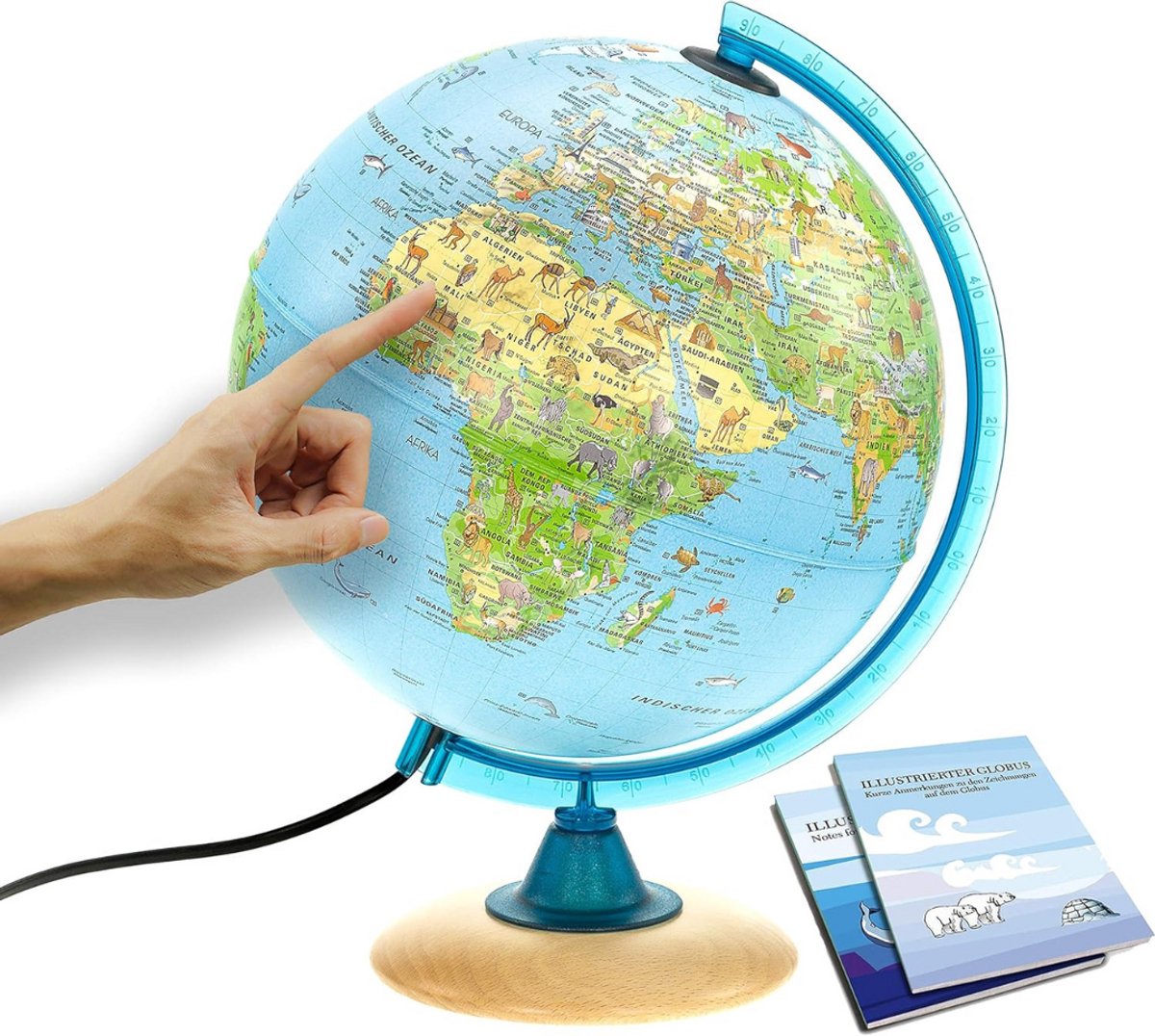 MKSS® Wereldbol Met Verlichting - Led Lamp Kinderen - Bureaulamp - 25 cm