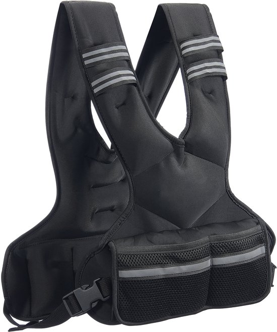 Verstelbaar Gewichtsvest, 5-9 Kg - Met 6 IJzerzand Gewichten en Reflectiestrepen - voor Krachttraining en Hardlopen